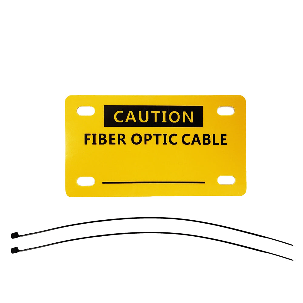 Fiber Optic Caution Tag - Yellow - 45mm x 80mm - With Cable Ties - Pack of 10 – Generic – Nylon Cable Ties & Mounts