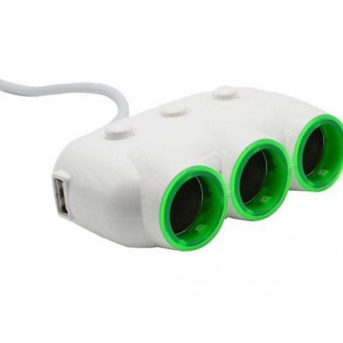In-Car Triple Socket & USB Adapter with Switch 2XUSB – Generic – Cell & Tablet Charger (photo 2)
