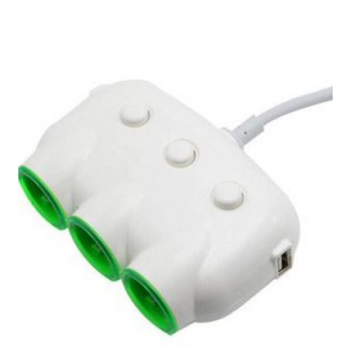 In-Car Triple Socket & USB Adapter with Switch 2XUSB – Generic – Cell & Tablet Charger (photo 4)