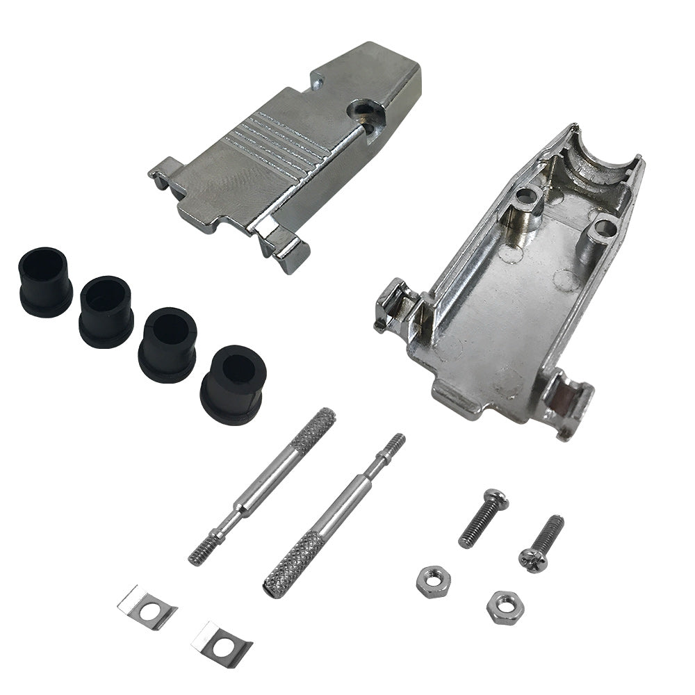 DB9 Metal Cover Kit with Thumbscrews and Grommets - Fits 4mm to 10mm Cable – Generic – D-Sub Connectors