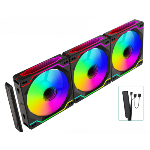 LC-D120, 120mmX120mm ARGB Case Fan X 3 With controller & remote – Generic
