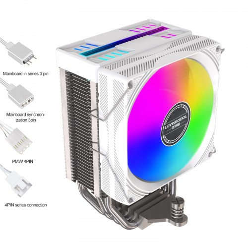LC-R90W Single-Tower 90mm RGB CPU Cooler (White) – LovingCool – CPU Fan