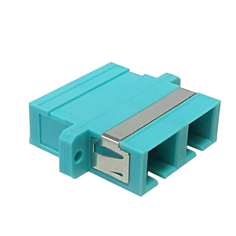 SC/SC Fiber Coupler F/F Multimode 50 Micron 10gig OM3/OM4 Duplex Ceramic Panel Mount, Aqua – Generic