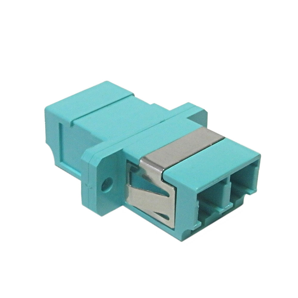 LC/LC Fiber Coupler F/F Multimode 50 Micron 10gig OM3/OM4 Duplex Ceramic Panel Mount, Aqua – Generic