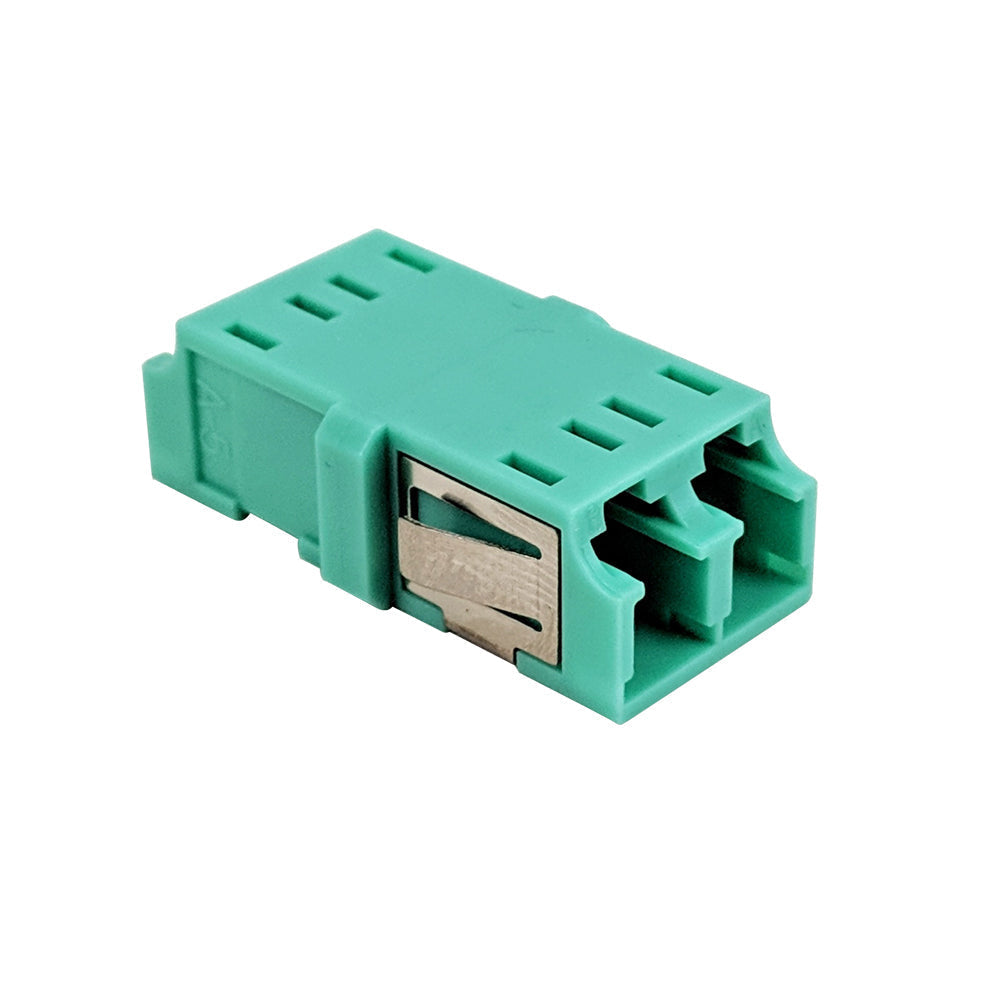 LC/LC Fiber Coupler F/F Multimode OM3/OM4 Duplex Ceramic Reduced Flange - Aqua – Generic