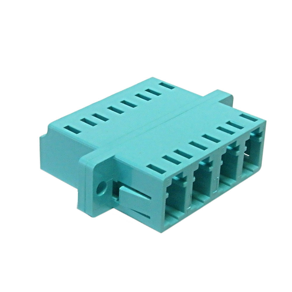 LC/LC Fiber Coupler F/F Multimode 50 Micron 10gig OM3/OM4 Quad Ceramic Panel Mount, Aqua – Generic