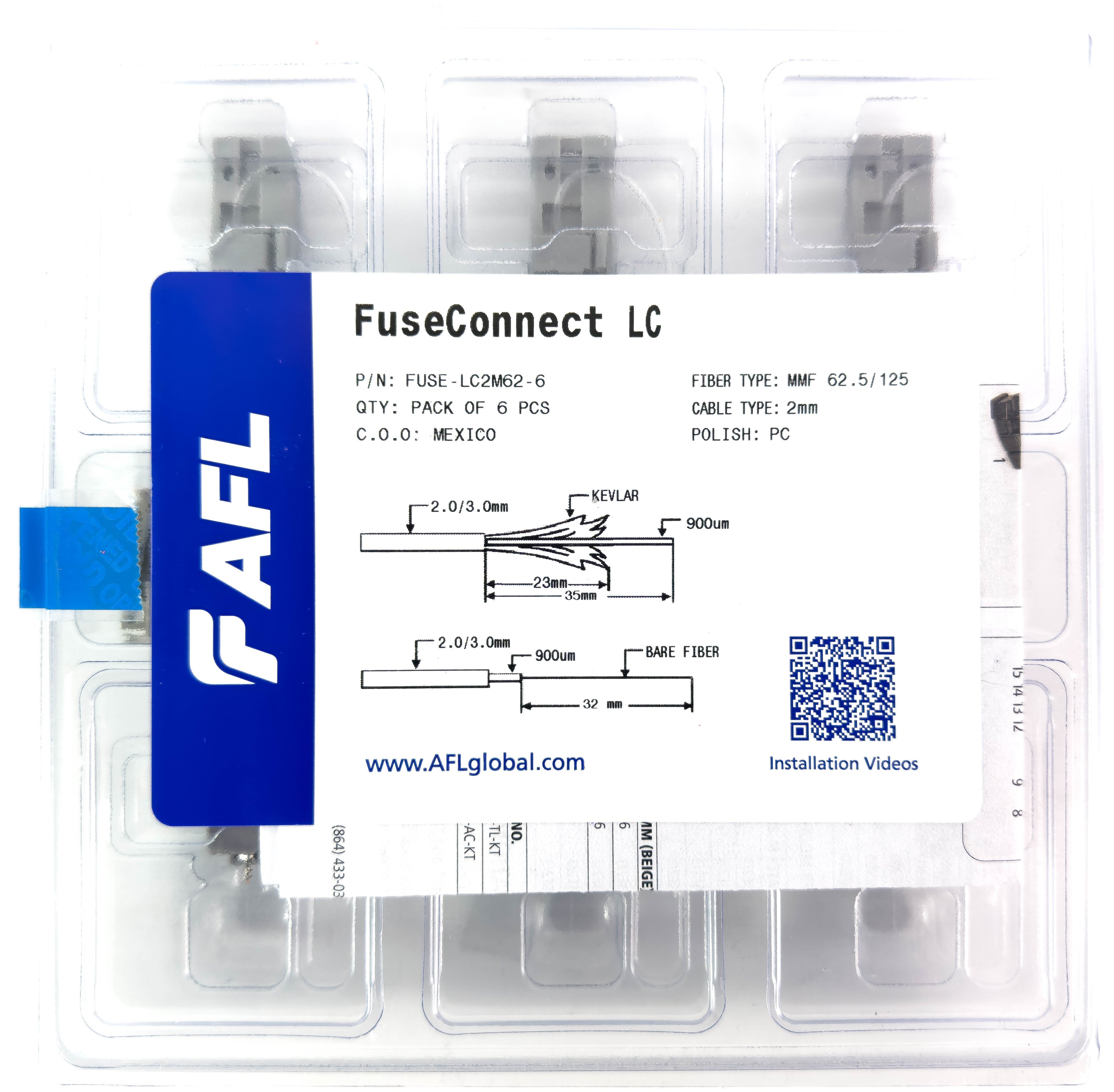 AFL FUSEConnect LC/PC MM 62.5u Connector - 2mm Beige (6 pack) – Generic – Fiber Optic Connectors (photo 2)