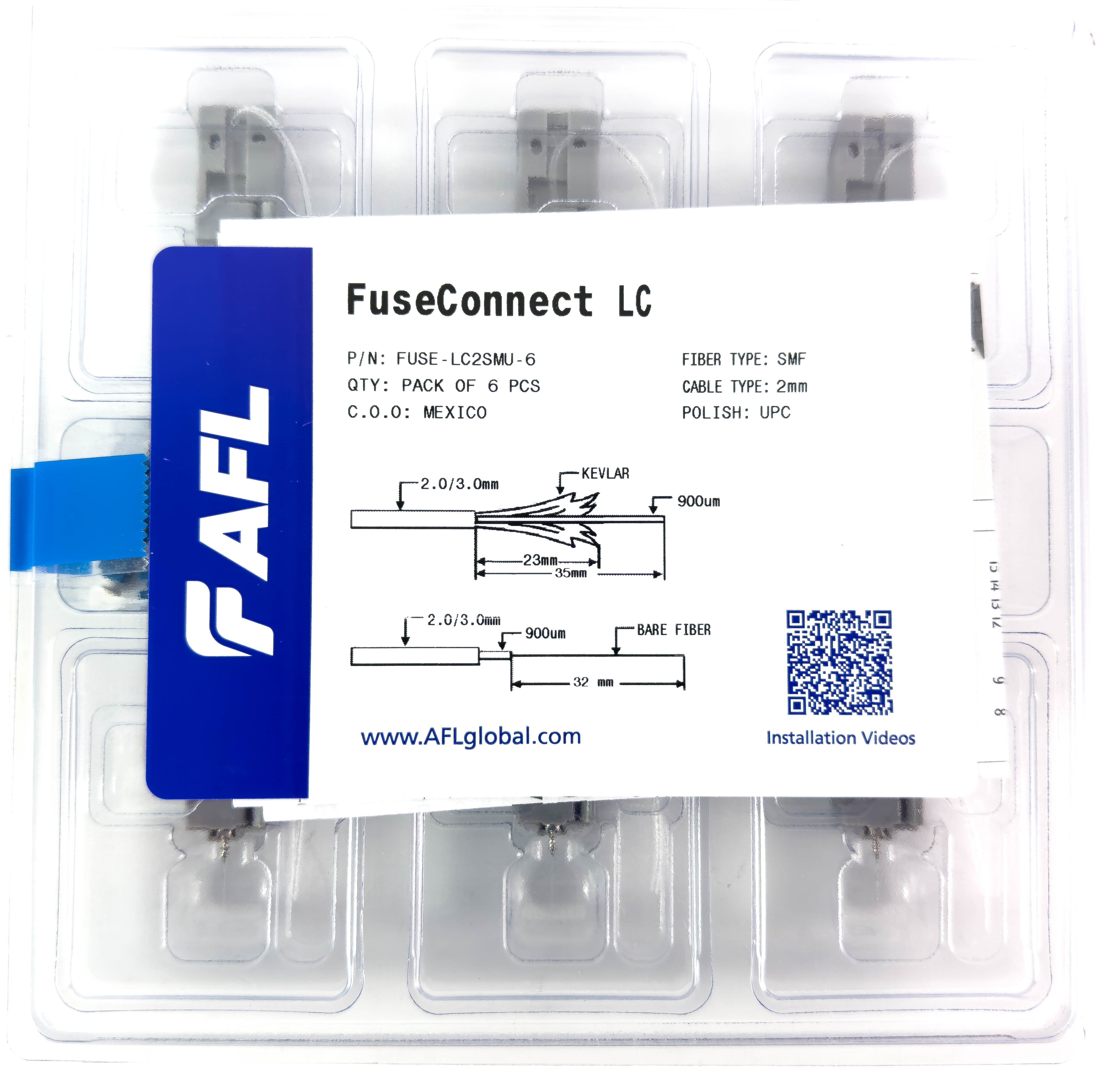 AFL FUSEConnect LC/UPC SM Connector - 2mm Blue (6 pack) – Generic – Fiber Optic Connectors (photo 2)