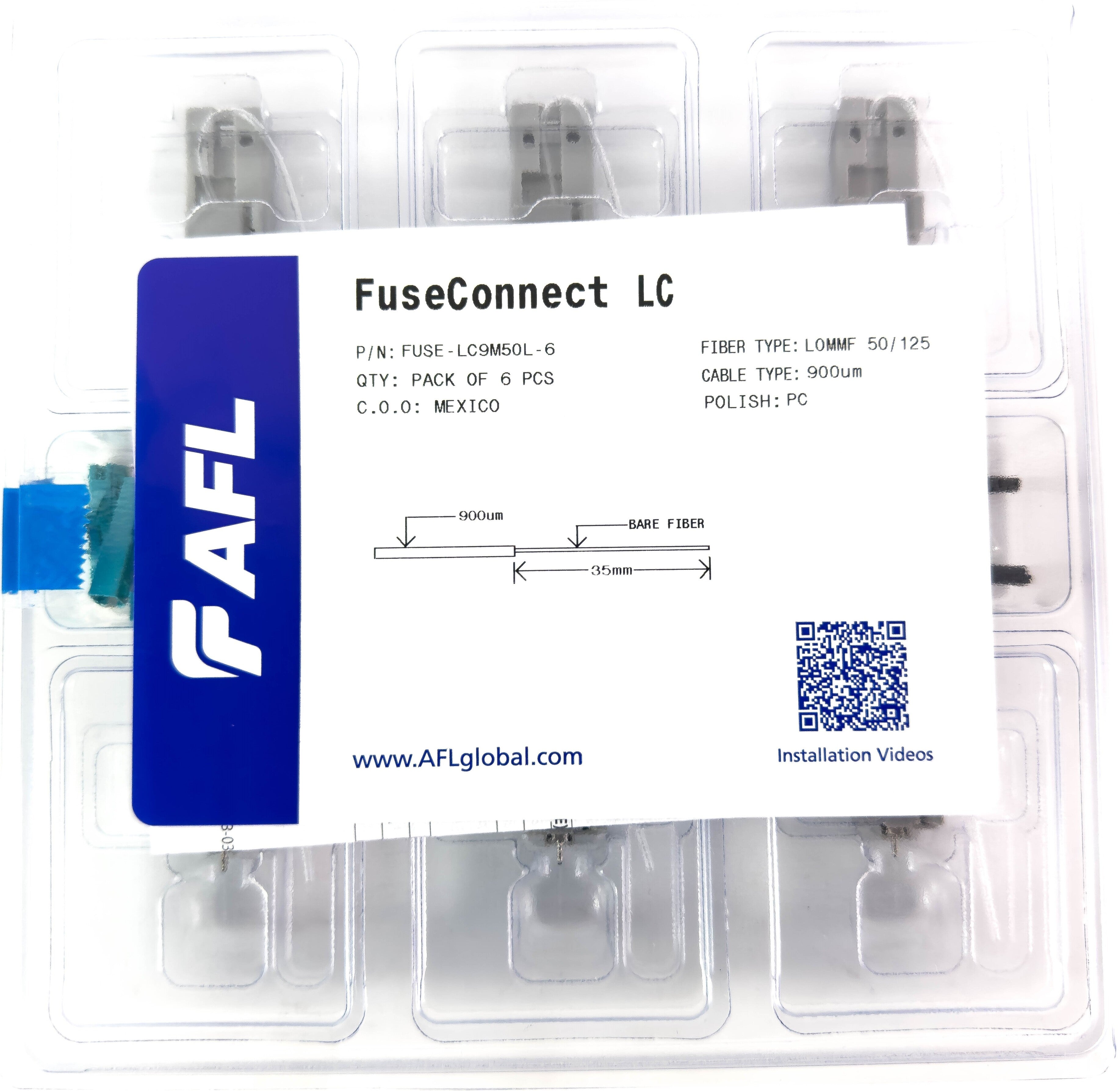 AFL FUSEConnect LC/PC MM 50u 10Gig Connector - 900um Aqua (6 pack) – Generic – Fiber Optic Connectors (photo 2)
