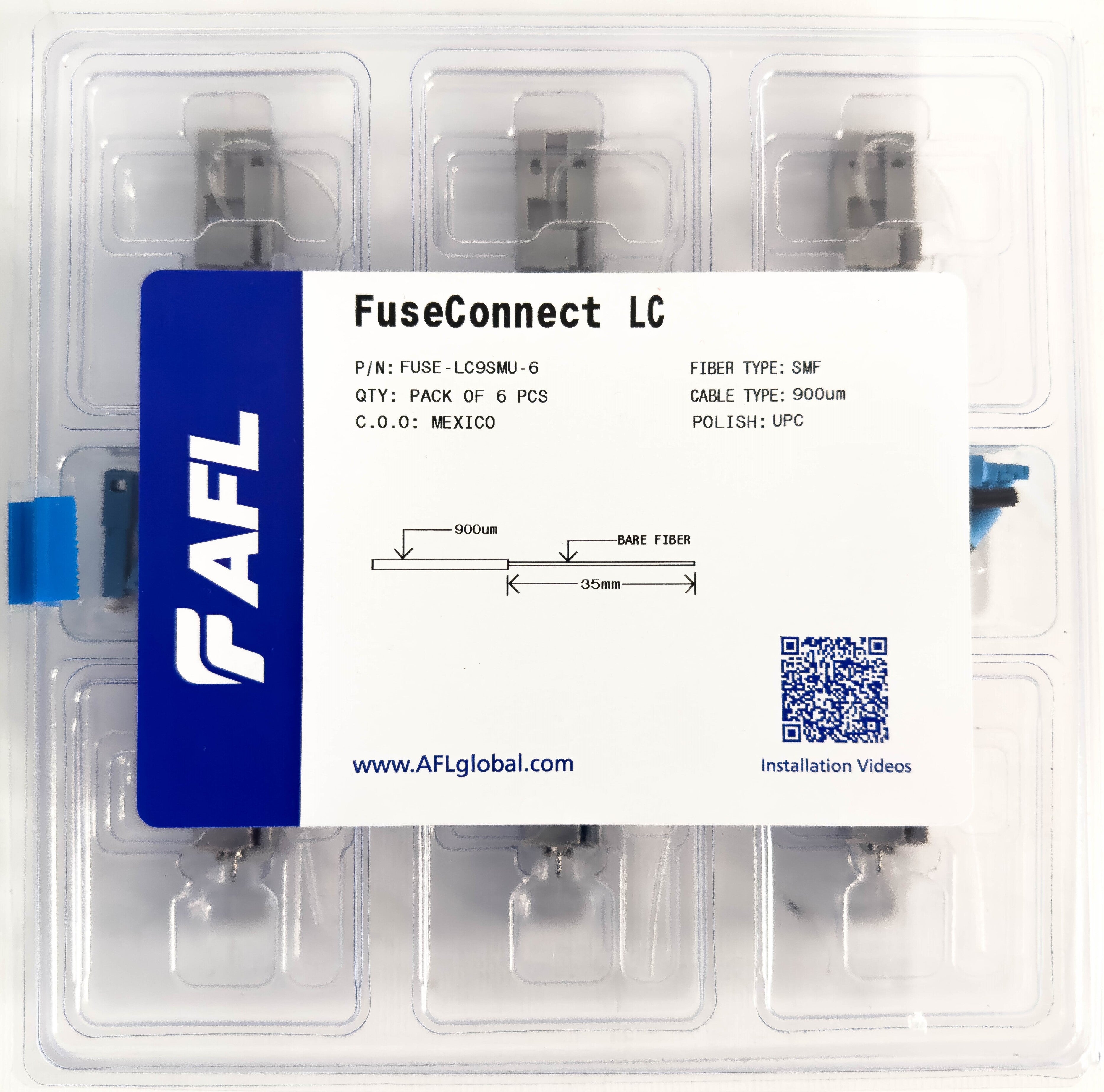 AFL FUSEConnect LC/UPC SM Connector - 900um Blue (6 pack) – Generic – Fiber Optic Connectors (photo 2)