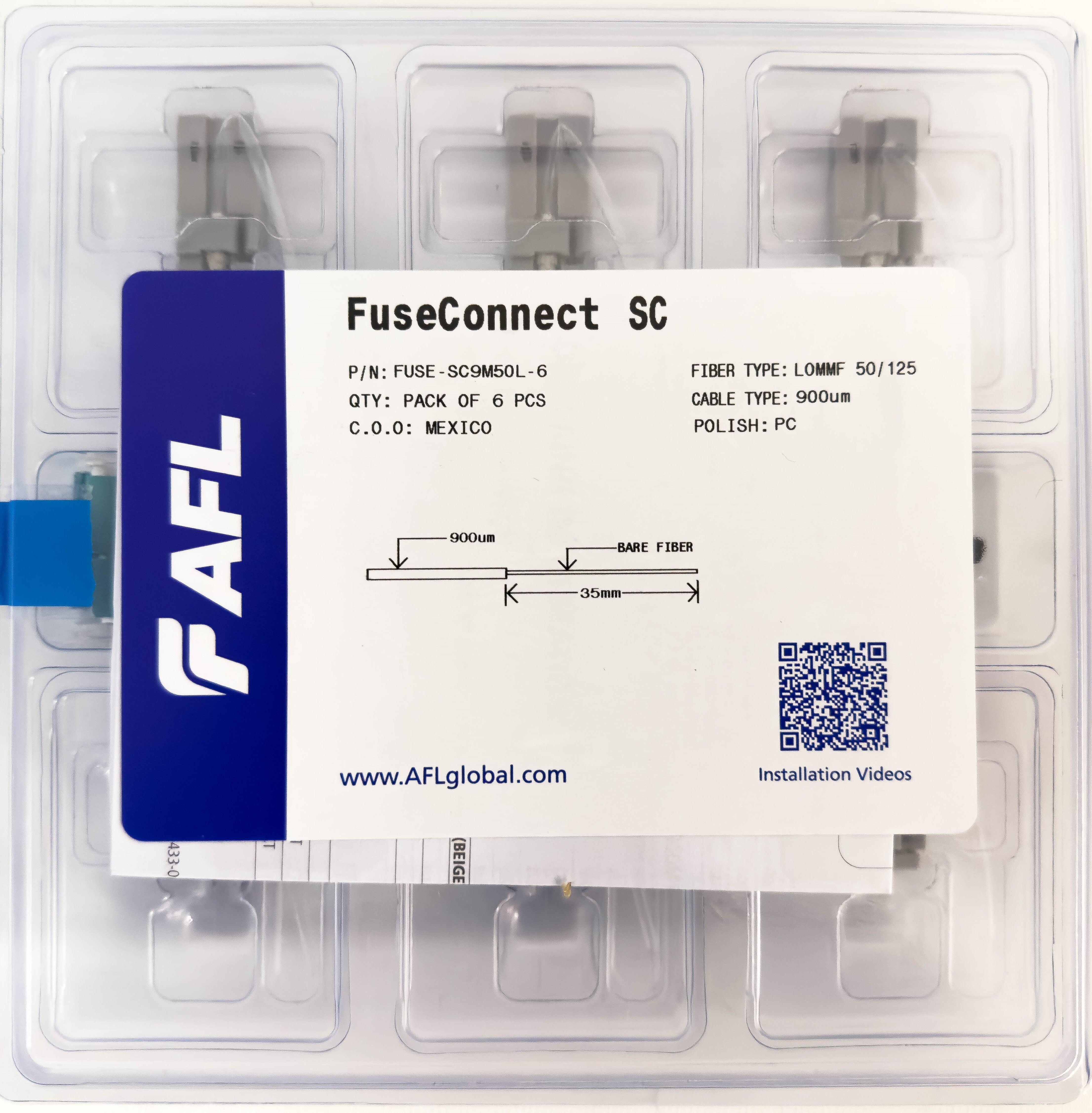 AFL FUSEConnect SC/PC MM 50u 10Gig Connector - 900um Aqua (6 pack) – Generic – Fiber Optic Connectors (photo 2)