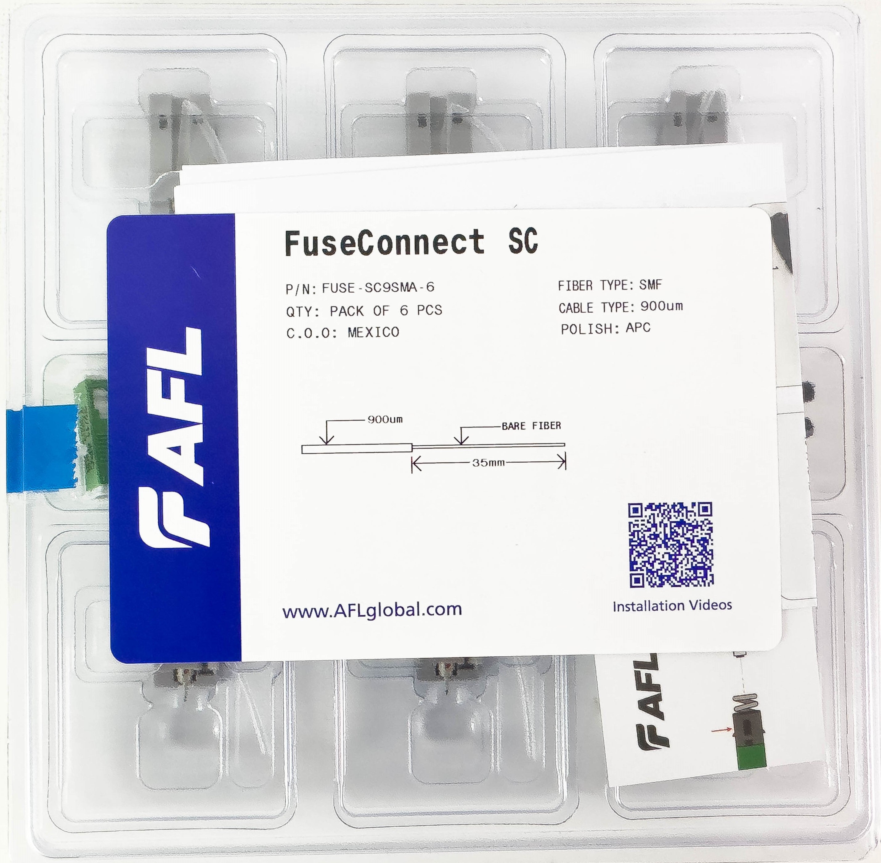 AFL FUSEConnect SC/APC SM Connector - 900um Green (6 pack) – Generic – Fiber Optic Connectors (photo 2)