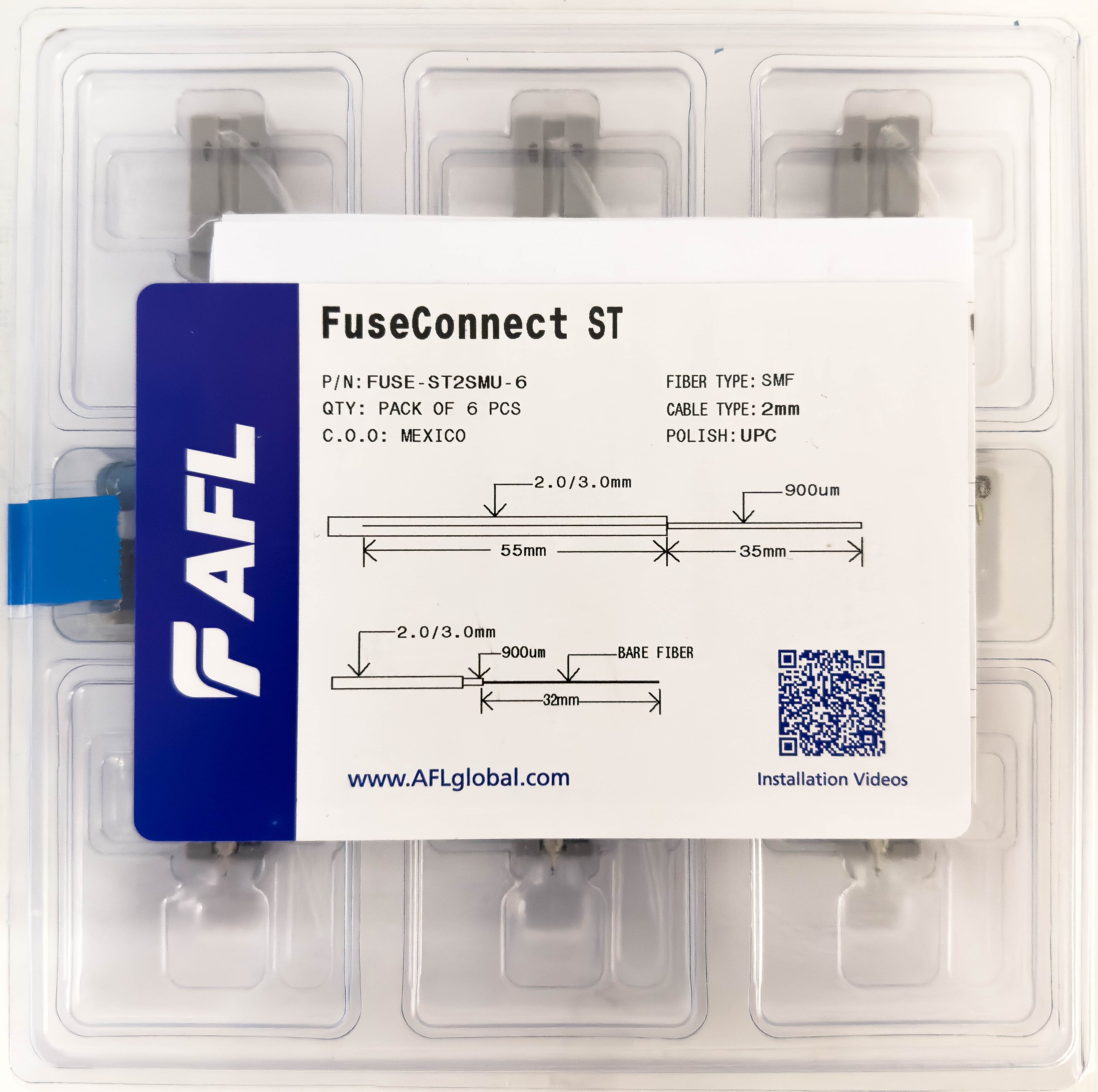AFL FUSEConnect ST/UPC SM Connector - 2mm Blue (6 pack) – Generic – Fiber Optic Connectors (photo 2)