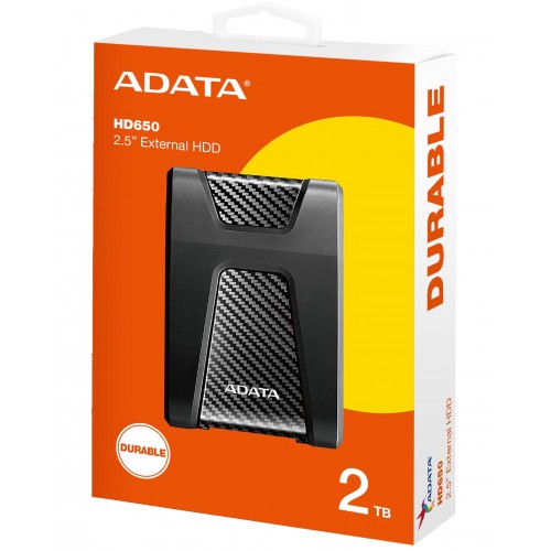 ADATA DashDrive Durable HD650 2TB 2.5" Anti-Shock External HDD - Black