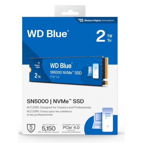 WD BLUE SN5000 2TB NVMe M.2 2280 PCIe Gen3.0, (R:5150/W:4850), new retail pack – WD Western Digital – SSD (solid state drive)