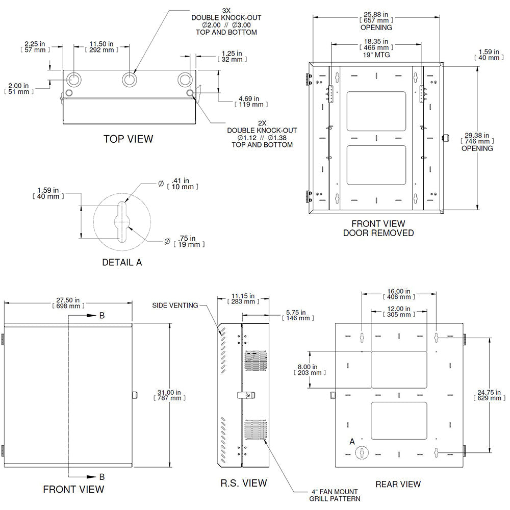 Hammond 4U Vertical Wall Mount Cabinet - Low Profile, 31 inch Height – Generic – Wall Mount Cabinets (photo 4)