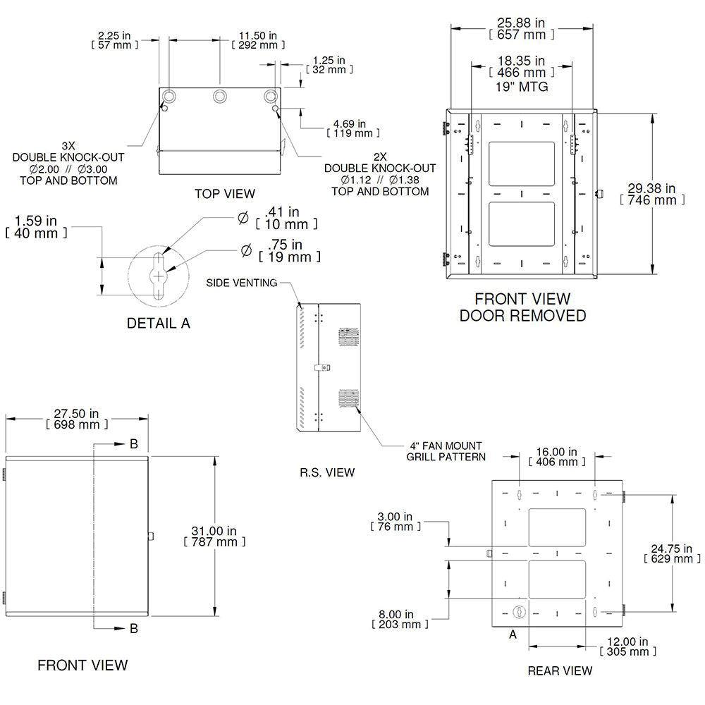 Hammond 8U Vertical Wall Mount Cabinet - Low Profile, 31 inch Height – Generic – Wall Mount Cabinets (photo 3)
