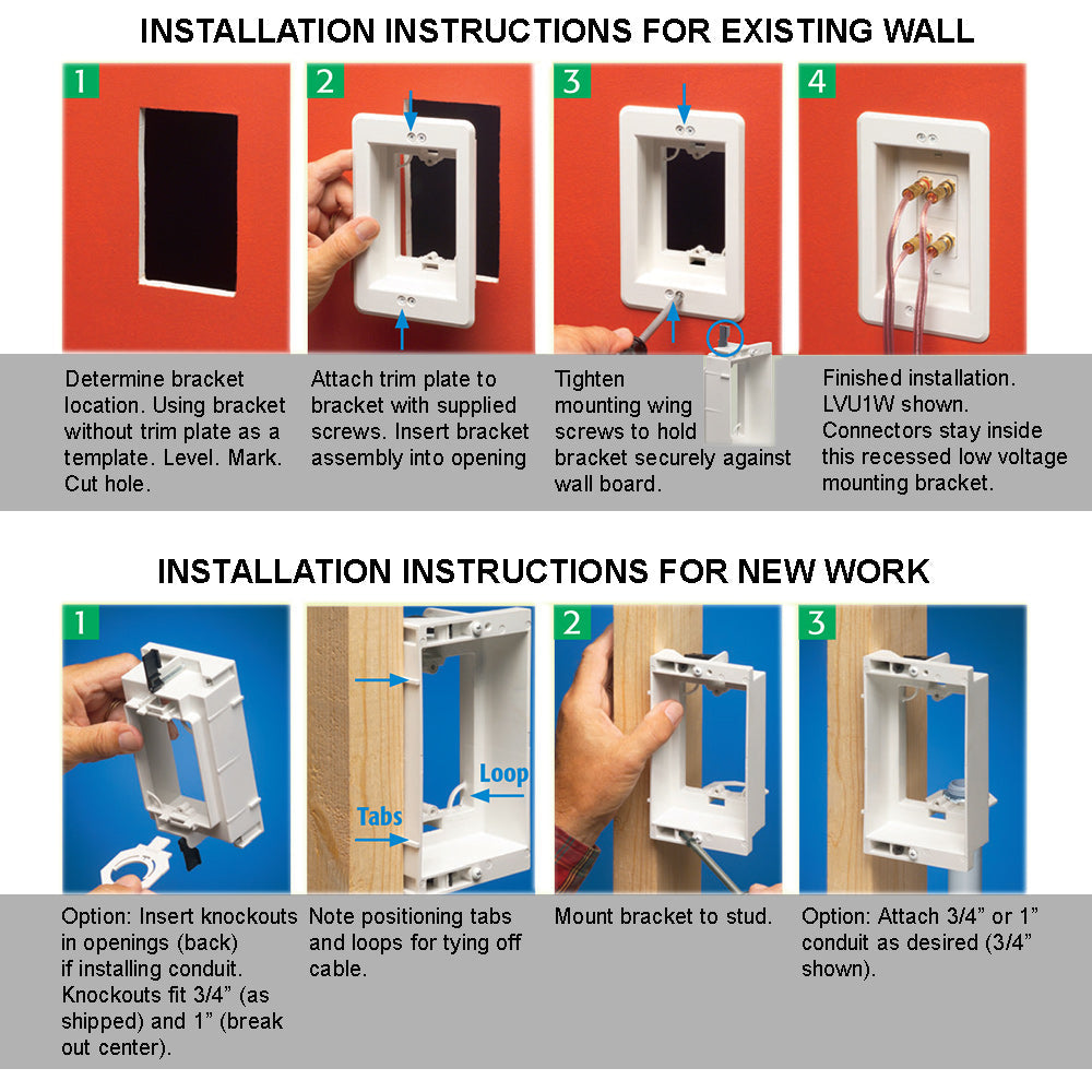 Recessed Drywall Clip - Plastic, Four Gang, Pre/Post Construction – Generic – Low Voltage Clips (photo 3)