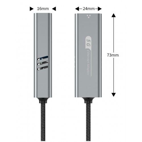 USB3.1 Type-C/USB-C and USB-A 3.0 (dual) to RJ45 LAN 5.0GB Adapter M/F – Generic (photo 3)