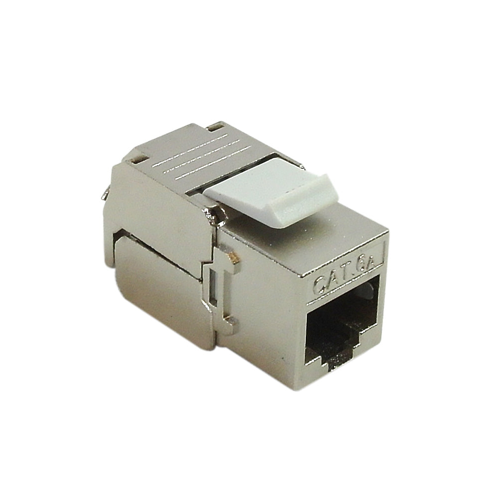 RJ45 Cat6a Slim Profile Jack, 110 Punch/Tool-Less, Shielded - Stainless Steel – Generic – Wall Plate Inserts & Jacks