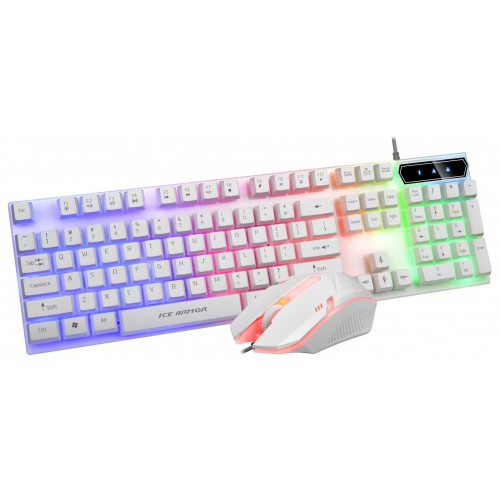 BT300 Backlit USB Gaming Keyboard and Mouse Combo, New (White) – Ice Armor