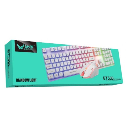BT300 Backlit USB Gaming Keyboard and Mouse Combo, New (White) – Ice Armor – Wired Combo (photo 2)