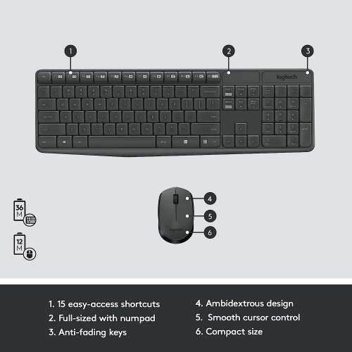 Logitech MK235 Wireless Keyboard & Mouse Combo - English – Wireless Combo (photo 3)