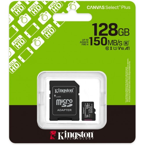 Kingston MicroSD SDCS3/128GB Class10 150MB/s Read, UHS-I – Micro SD Card