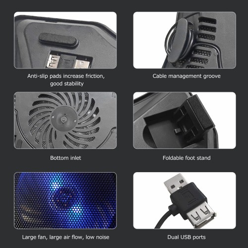 061 Laptop Cooler Pad, 35*25*2.8CM, Up to 17" – Generic – Accessory (photo 3)