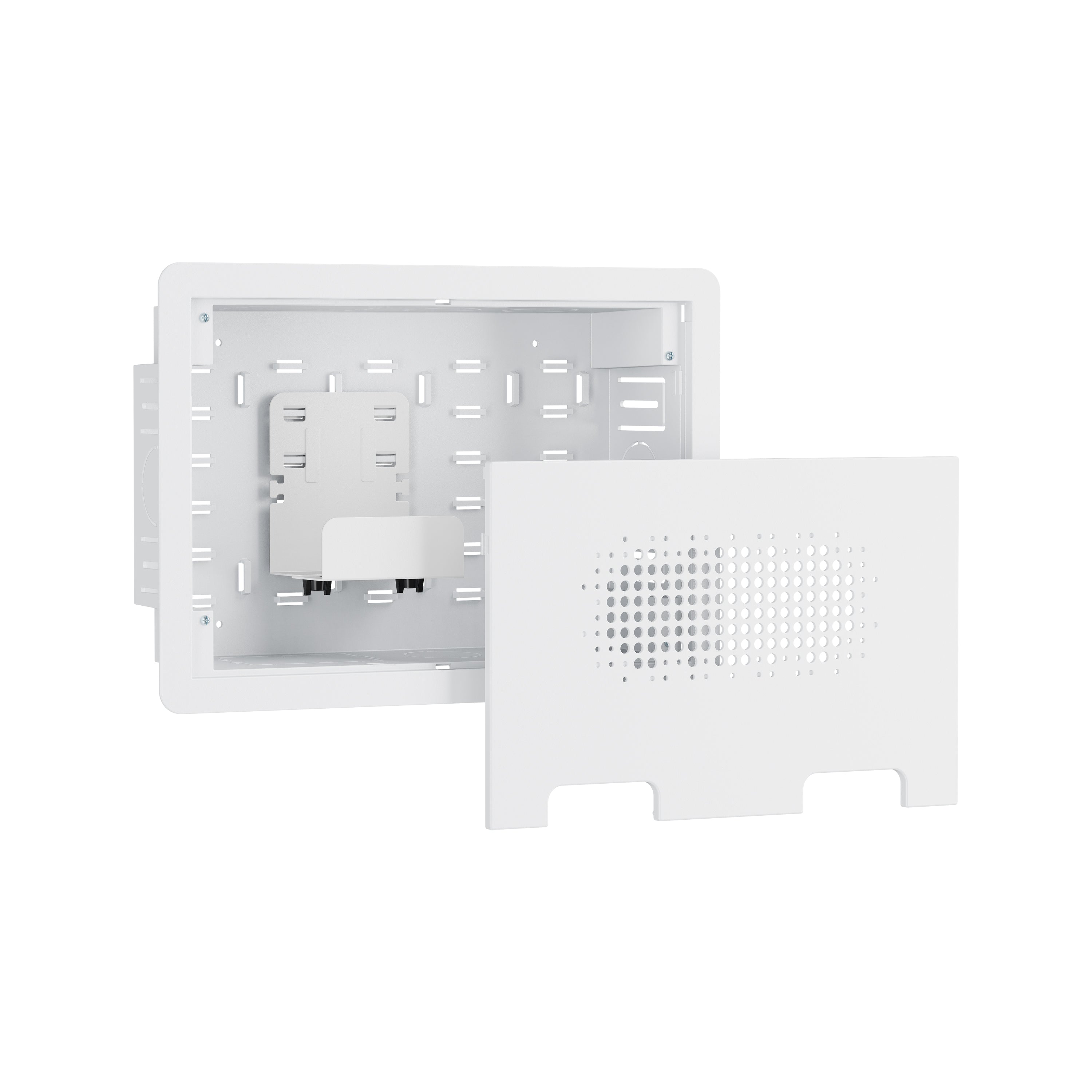 In-wall Media Enclosure Box with Cover 15.7" x 10.9" x 3.9" - One Device Holder - White – Generic – Enclosure Boxes