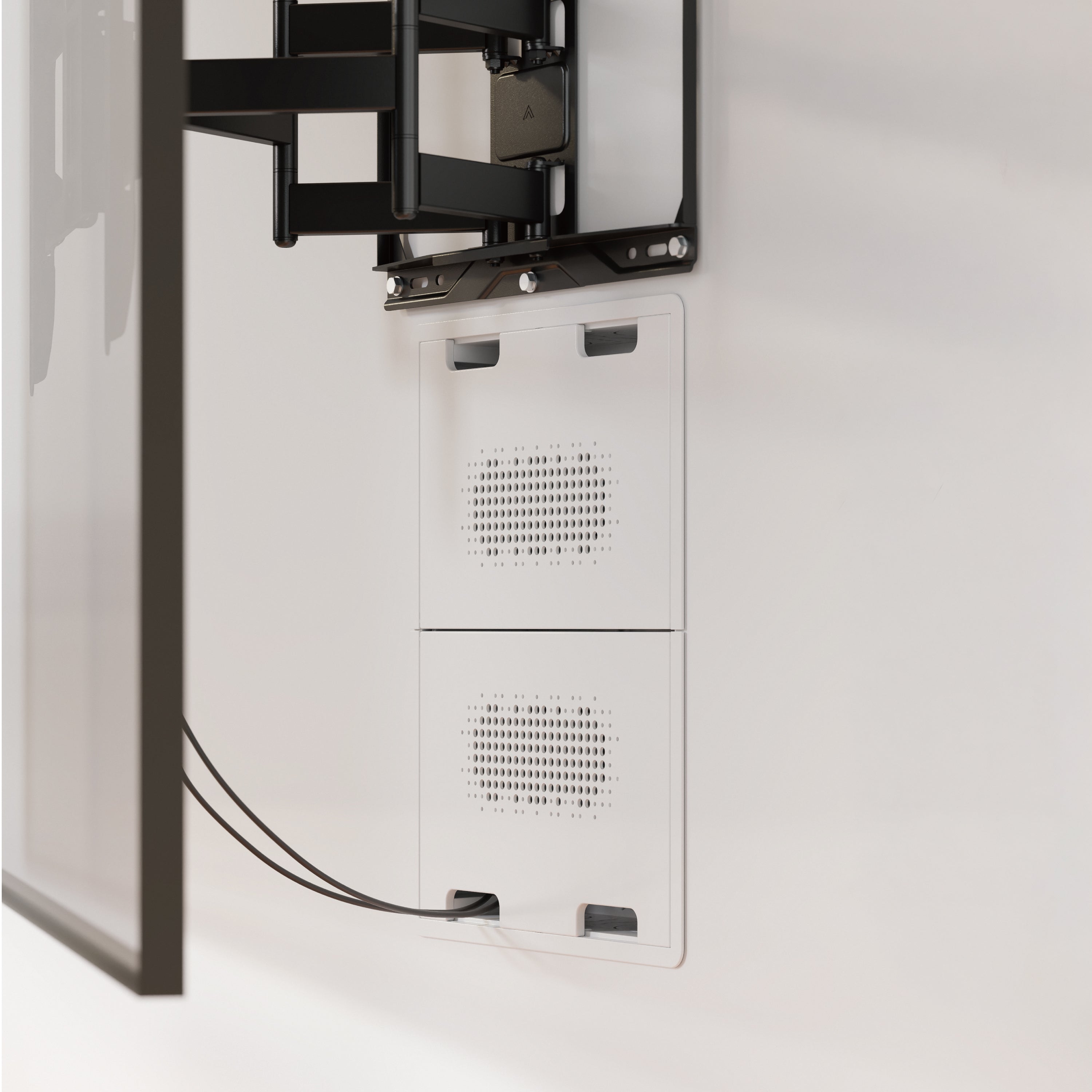 In-wall Media Enclosure Box with Cover 19.7" x 15.2" x 3.9" - Two Device Holders - White – Generic – Enclosure Boxes (photo 3)