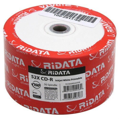 Ridata 700MB 52X CD-R Inkjet White Hub Printable 50/pack Spindle – Media (CD/DVD)