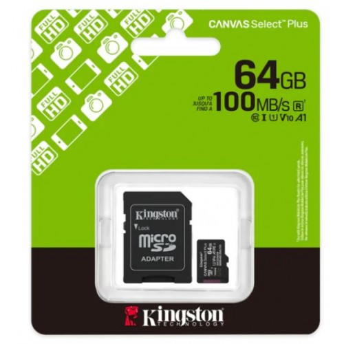 Kingston MicroSD SDCS3/64GB Class10 100MB/s Read, UHS-I – Micro SD Card