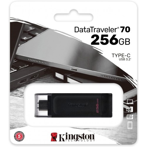 Kingston USB-C 3.2 (Type-C) 256GB Flash Drive DT70/256GB – USB Memory Stick