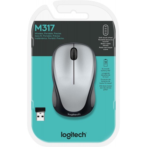 Logitech M317 Wireless Mouse, Light Steel, New (photo 2)