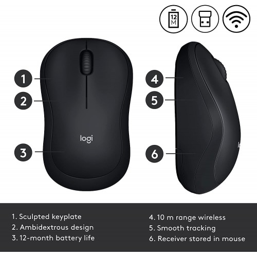 Logitech M185 Wireless Mouse - Black, New (photo 3)