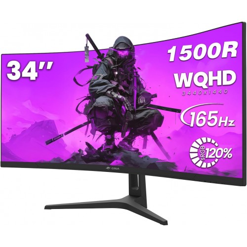CRUA CR340HDU 34" WQHD 165Hz Monitor, Curved – New Monitor