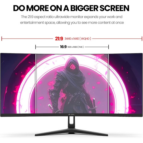 CRUA CR340HDU 34" WQHD 165Hz Monitor, Curved – New Monitor (photo 2)