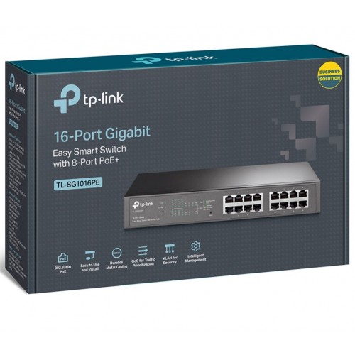(8P PoE) TP-Link SG1016PE 16-Port Gigabit Easy Smart PoE Switch with 8-Port PoE+