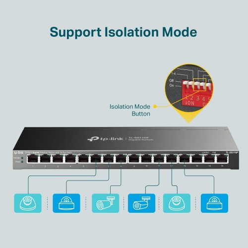 (16P PoE) TP-Link TL-SG116P 16-Port Unmanaged Gigabit Desktop Switch with 16-Port PoE+ - Up to 120W – Switches (photo 2)