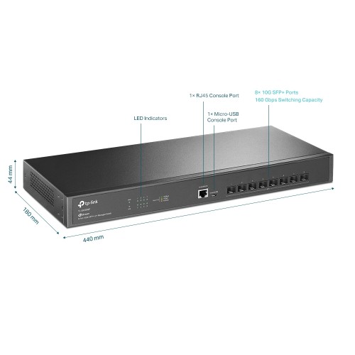 TP-Link SX3008F JetStream 8-Port 10GE SFP+ L2+ Managed Switch – Switches (photo 3)