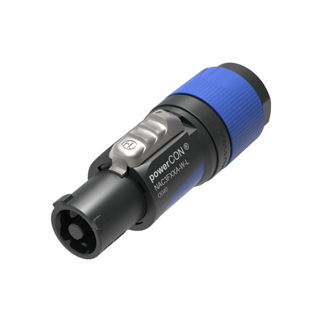 Neutrik 2 Pole 3 Wire AC Power-in Cable Connector - Blue (for 10-16mm diameter cable) – Generic – Neutrik Connectors and Accessories