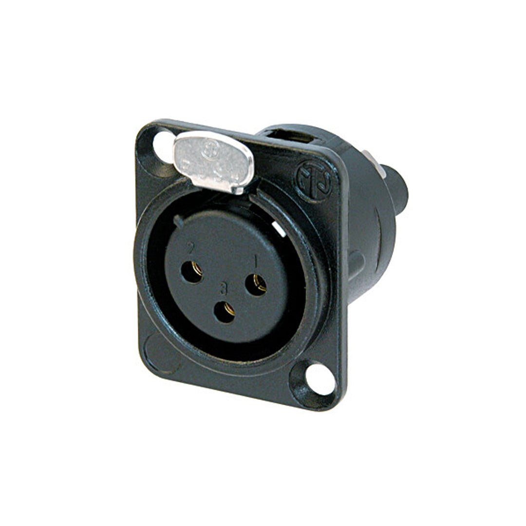 Neutrik 3-pin XLR Female D-cut Panel Mount - Screw-Down – Generic