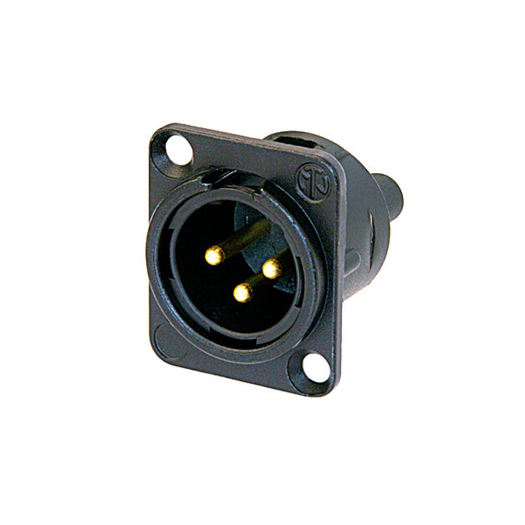 Neutrik 3-pin XLR Male D-cut Panel Mount - Screw-Down – Generic – Neutrik Connectors and Accessories