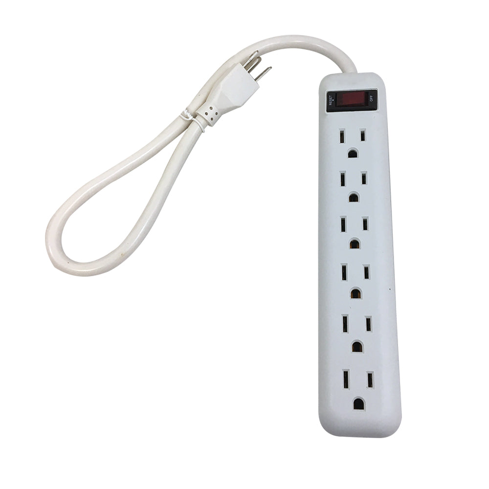 6 Outlet Power Strip - 1.5ft Cord, Straight Plug - White – Generic