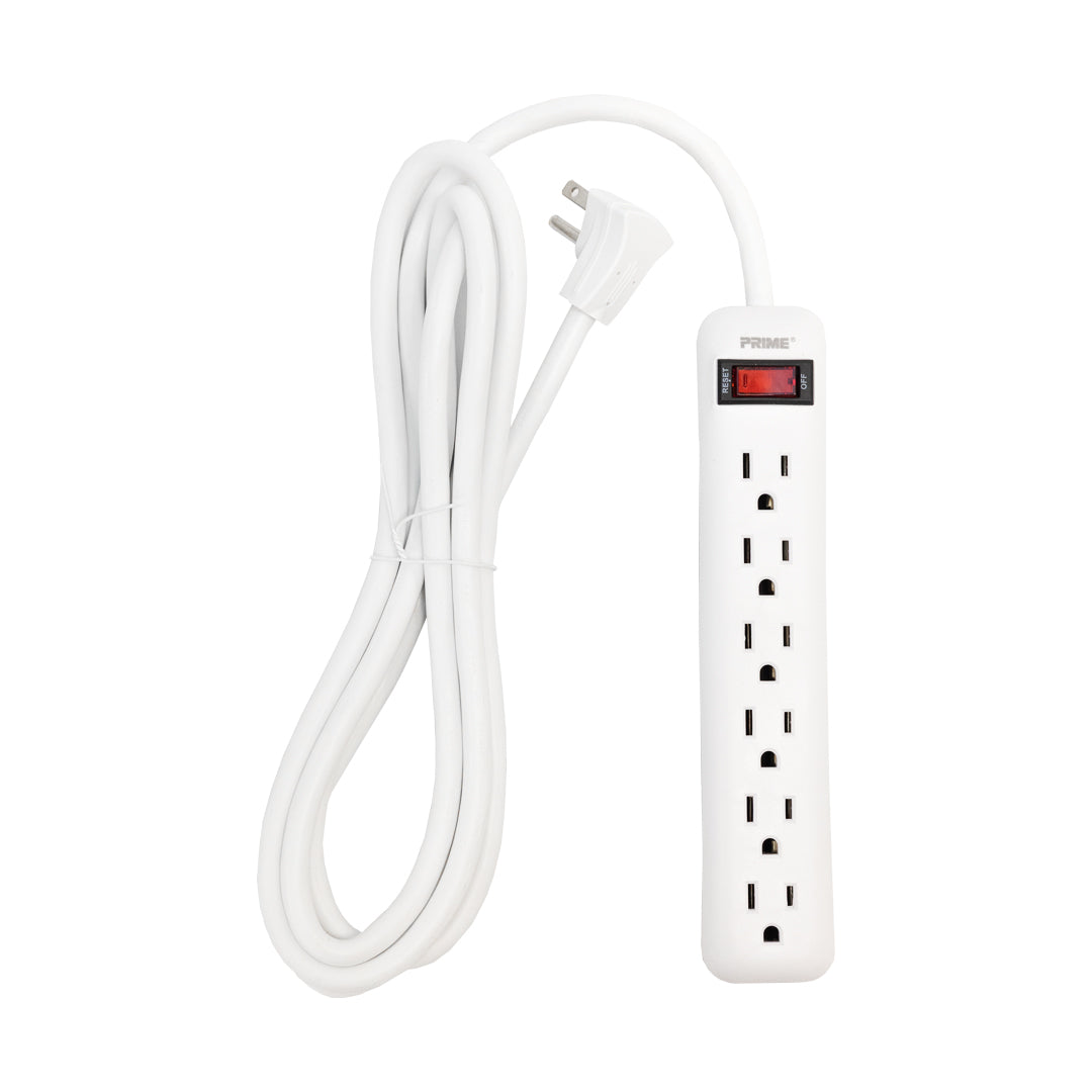 6 Outlet Power Strip - 8ft Cord, Down Angle Plug - White – Generic – Power Strips & Surge Protectors