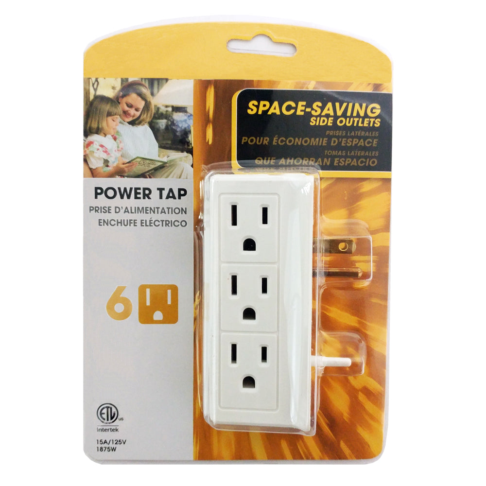 6 Side-Outlet Power Tap - White – Generic – Power Strips & Surge Protectors (photo 2)