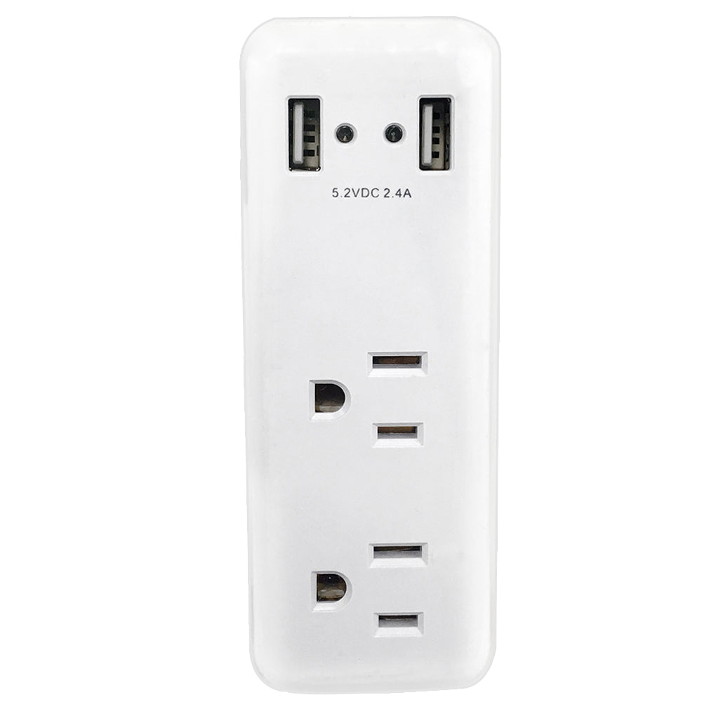 2 Outlet Power Tap w/ 2 USB Charging Ports - White – Generic