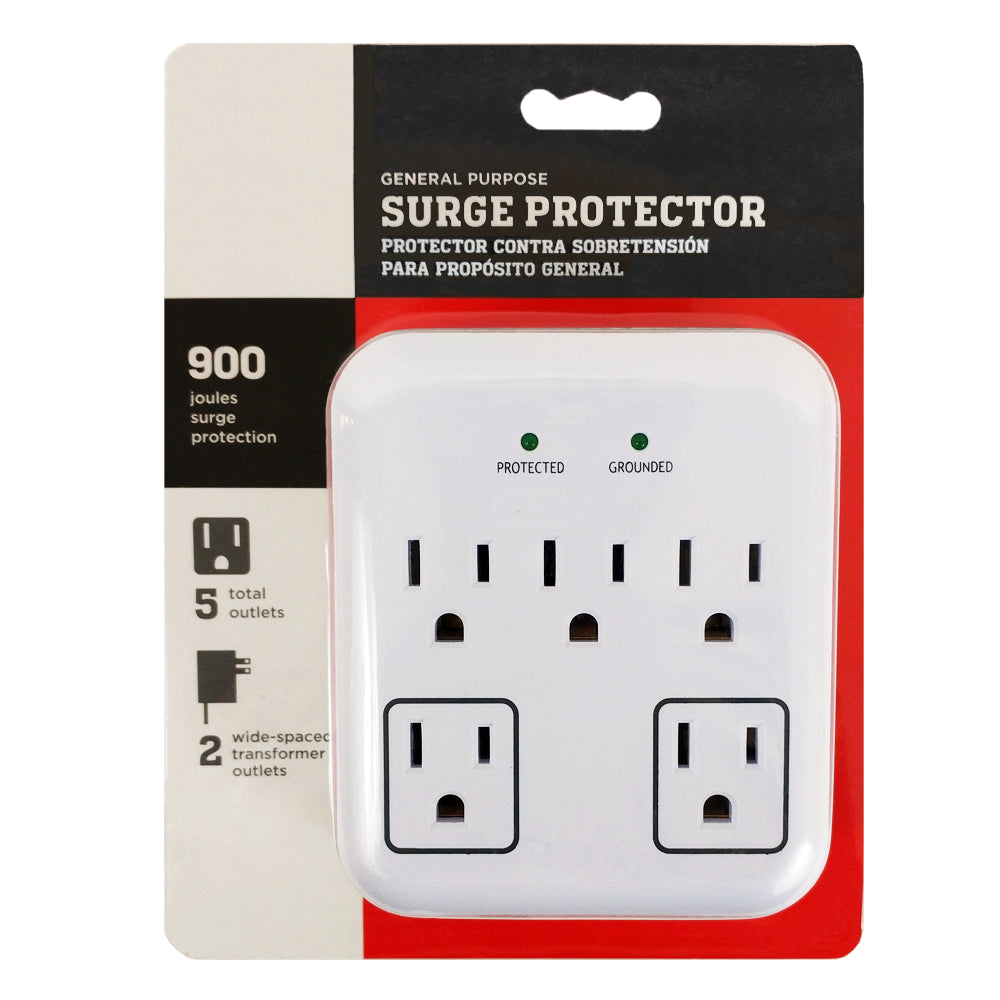 5 Outlet Power Tap - 900J Surge Protection - White – Generic – Power Strips & Surge Protectors (photo 2)