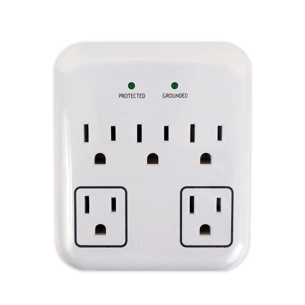 5 Outlet Power Tap - 900J Surge Protection - White – Generic